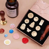 Cire à cacheter vintage multi-têtes en cuivre, avec logo et motifs personnalisés, pour lettres et enveloppes