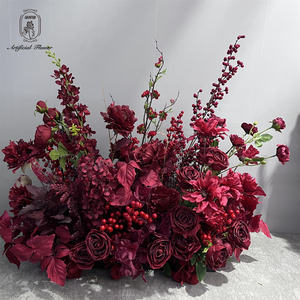 Flores Artificiales Rojo Borgoña para Mesa, Decoración para Banquetes, Eventos y Bodas, Flores Decorativas para Mesa y Pasillo, Ramo de Flores - Product Image 2