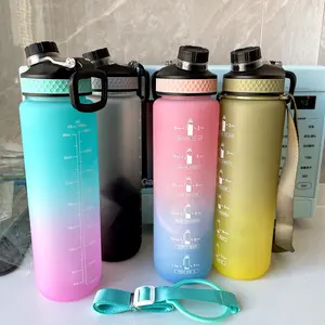 Special Design Gym Fitness Sports Water Bottle BPA Free Plastic 32OZ Motivational Water Bottle with Time to Drink