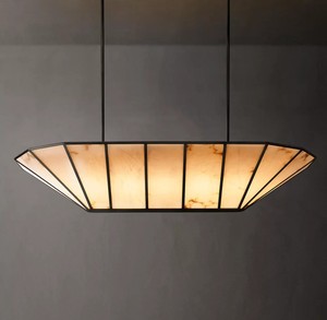 Lámpara de Araña Moderna de Alabastro <span class=keywords><strong>Oslo</strong></span>, Lámpara Rectangular Creativa para Restaurante, Lámpara de Lujo de Cobre para Sala de Estar, Dormitorio y Estudio - Product Image 2