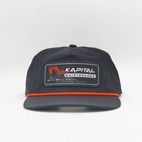 Nouvelle casquette de baseball noire à 5 panneaux, profil bas, en nylon non structuré, avec broderie de patch personnalisée, séchage rapide, pour la randonnée, avec cordon