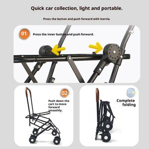 हल्के समायोज्य 4-पहिया फोल्डेबल टिकाऊ कार्बन स्टील वाटरप्रूफ धोने योग्य पालतू ट्रॉली डबल लेयर कुत्ते बड़े - Product Image 5