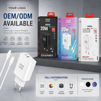 Kit Pengisi Daya Cepat PD 20W Port Tunggal yang Dapat Disesuaikan dengan Kabel USB-C + C atau USB-C + USB-PD untuk Ponsel, Laptop & Komputer