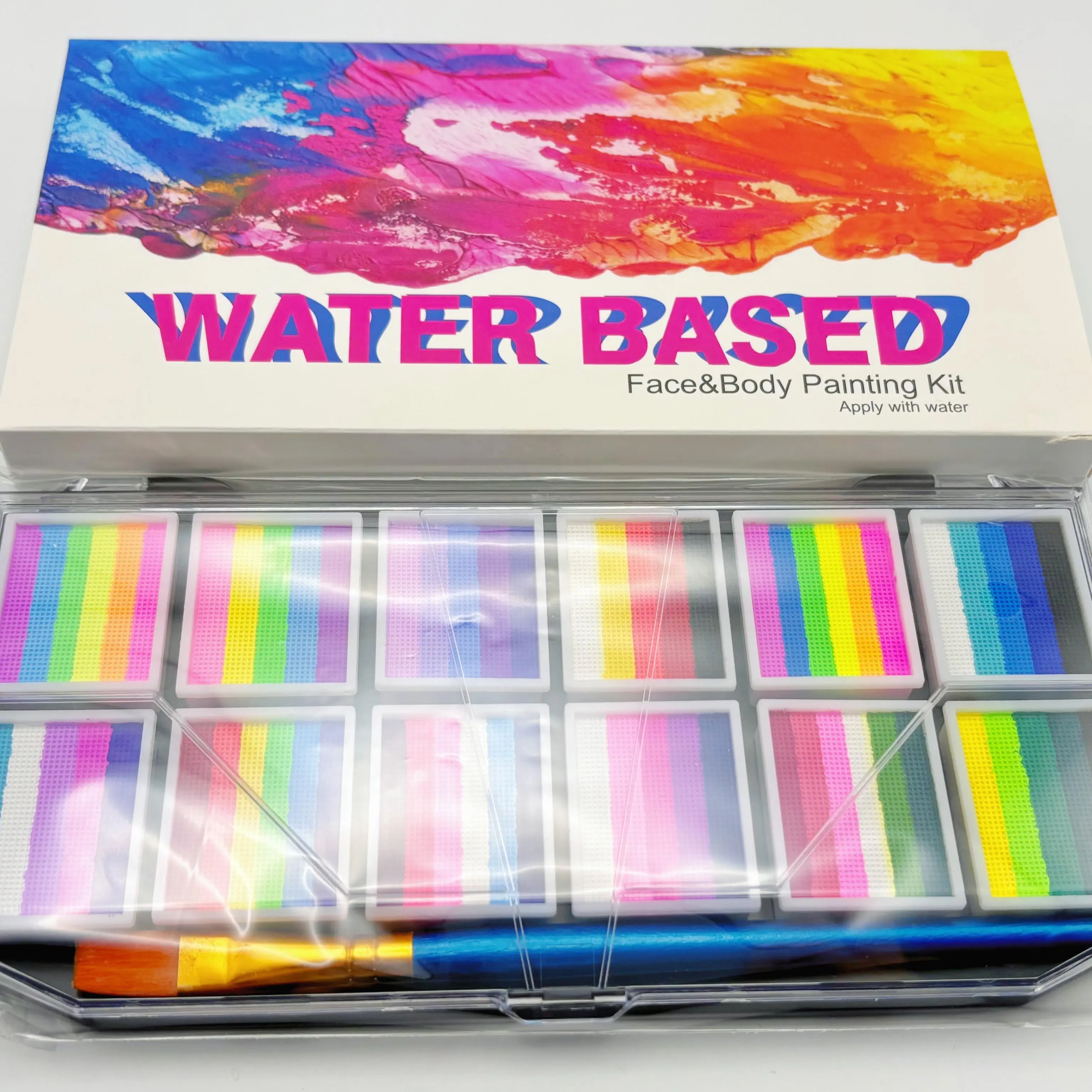 Rainbow Water Activated Split Cake Professional Face Painting Kit Face And Body Paint