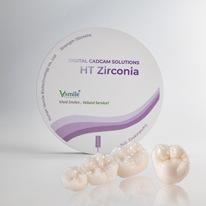 Vsmile HappyZir HT <span class=keywords><strong>Zir</strong></span> D71 Blocco Dentale in Zirconia Bianca Modellabile a Forma di D da 71mm, Alta Resistenza, Certificato CE, 37% di Elettricità - Product Image 1
