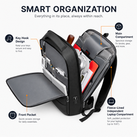 Sac à dos pour ordinateur portable étudiant avec port de charge USB, serrure antivol, crochet à clé, design multi-poches, adapté aux ordinateurs portables de 15,6 pouces