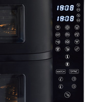 Friteuse à air double compartiment 5,5L+5,5L 2800W, commande tactile, circulation d'air à 360°, réduction de l'huile, nettoyage facile, appareil de cuisine