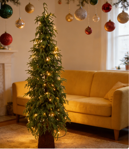 <span class=keywords><strong>Sapin</strong></span> de Noël artificiel pré-éclairé de 2,13 m (7 pieds) en PE à 100 % avec base décorative spéciale et lumières LED chaudes pour la décoration intérieure des fêtes - Product Image 5