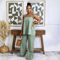 Ensemble deux pièces pour femme, deux couleurs, débardeur sans manches et pantalon large, vêtements d'été quotidiens, tailles S-XXL