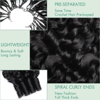 Extensions au crochet en cheveux humains Remy naturels, 30 pouces, bouclées, pré-divisées, sans nœuds, 1B, double trame, traitées à l'acide