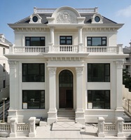 Revêtement extérieur en pierre calcaire blanche, panneau de façade de villa moderne, décoration murale extérieure, pierre naturelle, finition polie personnalisée
