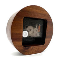 Horloge de table de chevet ronde en bois avec finition en noyer, à quartz traditionnel, avec affichage à aiguilles, fonction de répétition, certifiée CE