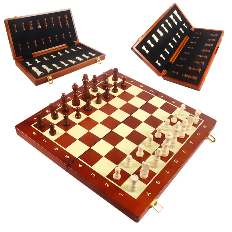 En çok satan büyük manyetik katlanır satranç keçeli aile oyunu depolama yetişkin çocuklar için turnuva satranç seti oyuncak