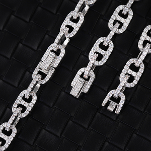 Cadena de eslabones tipo caja con diamantes de moissanita VVS, chapada en oro sobre plata de ley 925, con certificado GRA, pasa la prueba del detector de diamantes, unisex. - Product Image 2