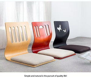<span class=keywords><strong>Chaise</strong></span> de sol ergonomique en bois avec coussin, style japonais, siège tatami pour la méditation, salon, chambre à coucher - Product Image 2