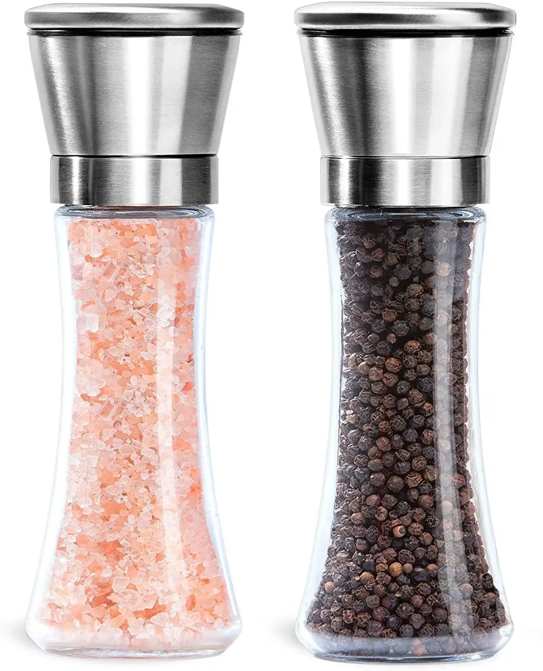 Bottiglia di macinazione manuale bottiglia di condimento portatile in vetro transfrontaliero da cucina in acciaio inossidabile