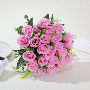 24 teste di rose rose artificiali decorano <span class=keywords><strong>la</strong></span> scena della festa di nozze con fiori artificiali - Product Image 2