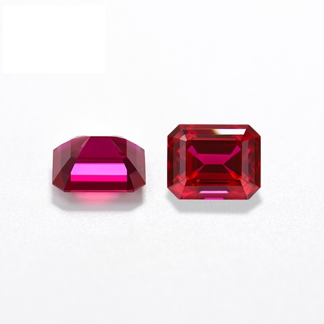 Loose Gemstones Emerald Cut Lab Created Ruby Beads Original Price Synthetic Red Ruby Stone