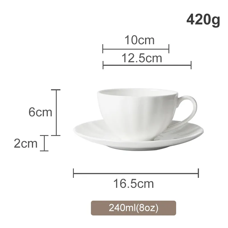 Impressão Personalizada De Fábrica/Logotipo Bone China Xícara De Chá E Pires Set Copo De Café De Cerâmica Cappuccino Copos Brancos Caixa De Embalagem Personalizada