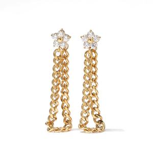 High-End Korean Style Fresh <b>Small</b> Flower Studs Pear Cut New Fashion Trend Chain Tassel Jewelry <b>for</b> <b>Women</b> Internet Celebrity - Product Image 5