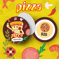 Pizza Lucky Card Cercle de prix aléatoire Papier couché Mat Impression numérique Taille Logo Billets à tirette personnalisés