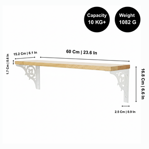 Estante de pared grande de madera blanca con diseño floral, elegante estantería decorativa flotante para sala de estar, dormitorio, baño - Product Image 6