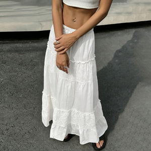 Jupe longue évasée taille haute légère style bohème pour femme, idéale pour les vacances d'été - Product Image 3