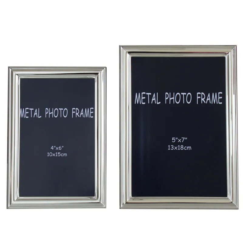 Marco de fotos moderno minimalista de metal plateado, marco de fotos decorativo de escritorio con líneas transparentes, marco de fotos 8x10 a granel