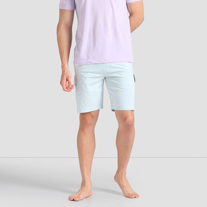 Shorts décontractés pour homme, coupe ample, été, couleur unie, taille ajustable avec cordon de serrage, mélange de coton, séchage rapide, respirant, écologique - Product Image 3