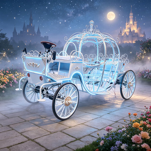Calèche électrique blanche de style princesse avec frein hydraulique au pied et à la main, suspension automobile en acier à ressorts pour mariages, événements et fêtes - Product Image 1