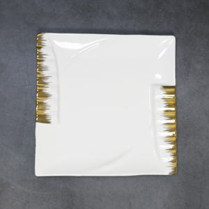 Assiettes <span class=keywords><strong>de</strong></span> <span class=keywords><strong>Table</strong></span> Carrées en Céramique à Bord Doré, <span class=keywords><strong>Vaisselle</strong></span> en Porcelaine pour Mariages, Hôtels et Fêtes, Assiettes <span class=keywords><strong>de</strong></span> Présentation Vente en Gros et en Vrac - Product Image 5
