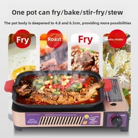 Gril multifonctionnel en aluminium, plaque de cuisson antiadhésive, réchaud à gaz manuel portable pour camping, allumage domestique et commercial
