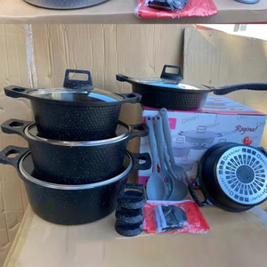 2023 <span class=keywords><strong>New</strong></span> Arrival 10 Pcs Kim Cương Cái Nhìn Chết Đúc Nhôm Soong Nấu Ăn Nồi Granite Lớp Phủ Đồ Nấu Nướng Bộ Không Dính - Product Image 4