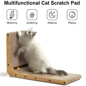 <span class=keywords><strong>FUKUMARU</strong></span> Griffoir pour chat en forme de L écologique 13,5 cm à motif rayé, à fixer au mur, pour chats d'intérieur, avec jouet à bille et boîte de jeu - Product Image 3