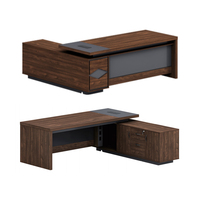 Meubles de direction modernes de luxe en bois, poste de travail exécutif en forme de L, bureau avec armoire et tiroirs, certifié EN