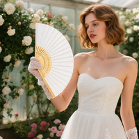 Éventail pliant blanc vierge à peindre soi-même, souvenir de mariage, fête, en bambou découpé au laser, vente en gros
