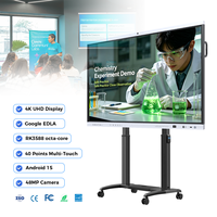Tableau blanc intelligent à fonctionnalités IA de 65, 75 et 86 pouces, certifié EDLA, écran plat interactif avec Android 15 et 16 pour l'éducation, les écoles et les bureaux