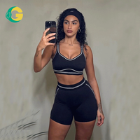 Conjunto de Leggings Cortos de Cintura Alta Reversibles con Letras Bordadas, Transpirables, Sin Costuras, para Yoga, con Absorción de Humedad
