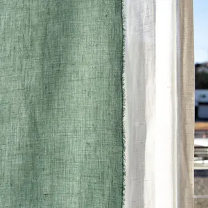 Clot 100% Linen Curtains Light Filtering Curtains Natural Color Block Window Curtains Europe Woven Solid Embroidered Custom Size
