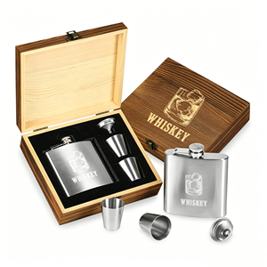 Shunstone Moderne 5oz En Acier Inoxydable Whisky Hip Flask Gift Set Anniversaire Entreprise Cadeaux Promotionnels pour Hommes - Product Image 1