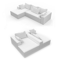 Dimensiones que ahorran espacio No se requiere montaje Reposabrazos de tela de pana de felpa Sofá de espuma modular Cama Sofá Perezoso