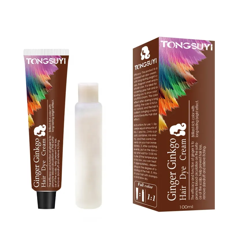New Product Plastic Tube Black Hair Dye Natural Plant Ginkgo Moisturizing Permanent Hair Dye Cream
