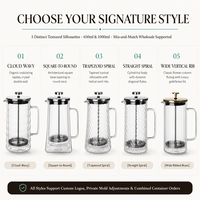 Cafetière à piston en verre borosilicate à double paroi personnalisée de 650 ml et 1000 ml, résistante à la chaleur, pour café, vente en gros
