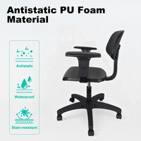 Chaise de laboratoire industrielle ergonomique antistatique en PU, résistante aux produits chimiques, avec dossier et accoudoirs, vente directe usine