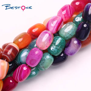 Bestone Wholesale 13x17mm Gemstone Round <strong>Beads</strong> Loose Long Natural Ellipse Agate <strong>Stone</strong> <strong>Beads</strong> for Jewelry Making - Product Image 2