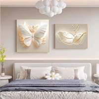Arte Mural 3D al por Mayor, Diseño Cuadrado de Mariposas, Estilo Moderno y Lujoso, Superficie Lisa, Fácil de Manejar, Pintura de Porcelana de Cristal