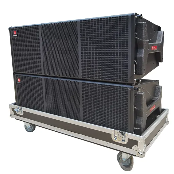 Meubles de haut-parleurs line array Pro, panneau de lignes extérieures, double module d'amplification 3 voies Quart pour système de réseau de lignes