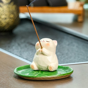 Brûleur d'encens en résine en forme de grenouille, figurine mignonne faite à la main pour bureau, usage aromatique - Product Image 3