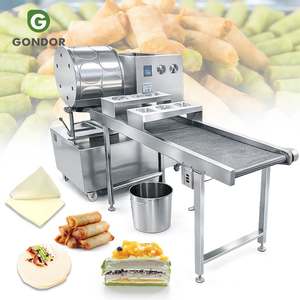 Máquina automática pequeña para hacer crepes pakistaníes, lumpias filipinas y rollitos primavera, bajo precio para Shanghái - Product Image 1