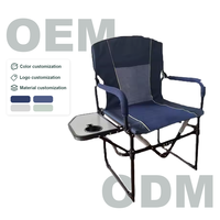 Chaise de Réalisateur Pliante Moderne en Alliage d'Aluminium de Haute Qualité, Légère et Robuste, Noire, avec Table Latérale pour le Camping